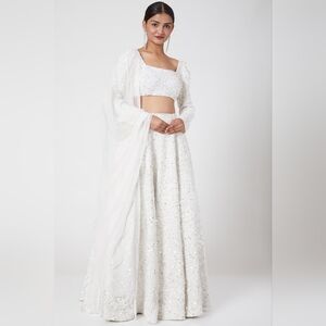 Elegant White Sequin Lehenga Set